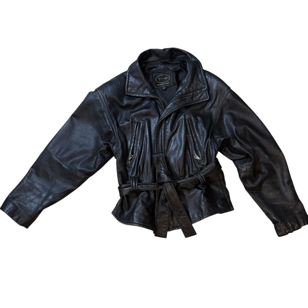 Vintage Tannery West black leather jacket. Size medium
